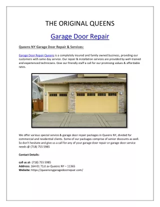 Where You Will Get No.1 Garage Door Repair Services In Brooklyn, NY?
