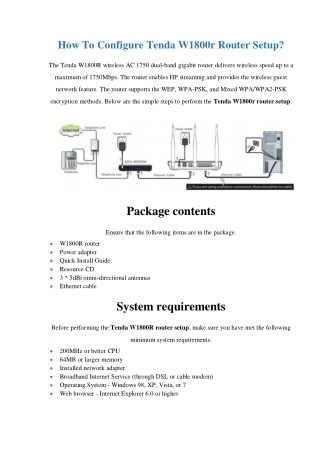 how to configure tenda w1800r router setup