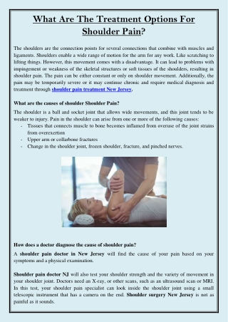 what are the treatment options for shoulder pain