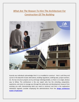 What Are The Reason To Hire The Architecture For Construction Of The Building