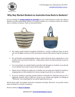 Why Buy Market Baskets in Australia from Back to Baskets?