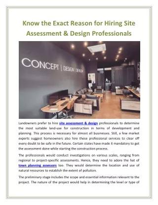 Know the Exact Reason for Hiring Site Assessment & Design Professionals