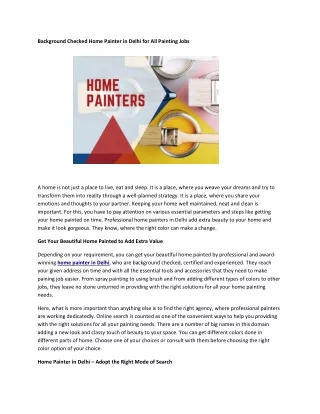 Background Checked Home Painter in Delhi