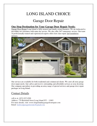 Which Company Provides Garage Door Services In Long Island, NY?