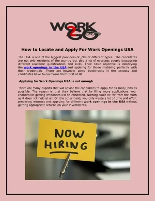 How to Locate and Apply for Work Openings USA