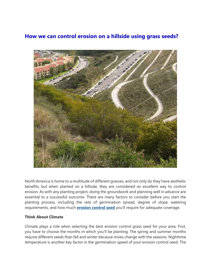 how we can control erosion on a hillside using