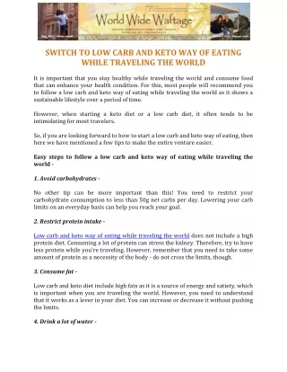 Switch to Low Carb And Keto Way of Eating While Traveling The World