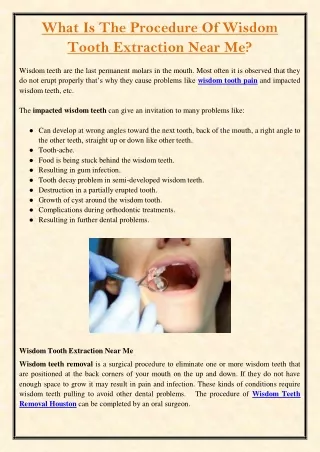 what is the procedure of wisdom tooth extraction
