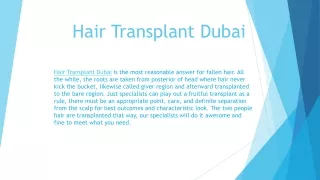Hair Transplant Dubai