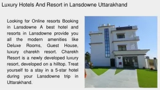 Luxury Hotels And Resort in Lansdowne Uttarakhand
