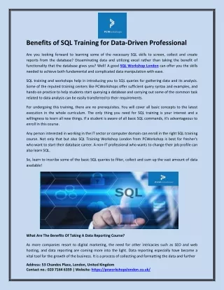 benefits of sql training for data driven