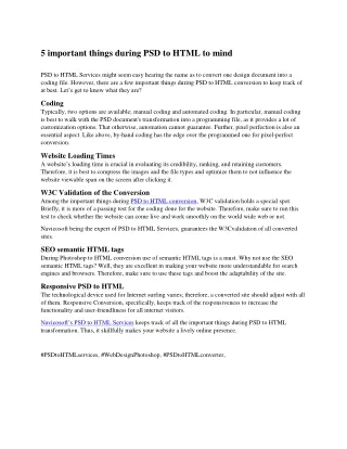 5 important things during psd to html to mind