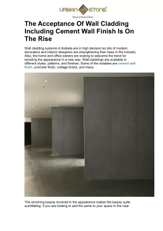 the acceptance of wall cladding including cement