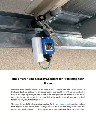 Find Smart Home Security Solutions for Protecting Your Home