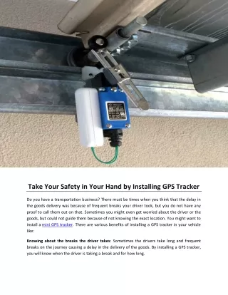 Take Your Safety in Your Hand by Installing GPS Tracker