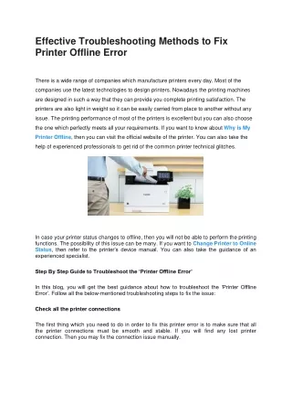 effective troubleshooting methods to fix printer