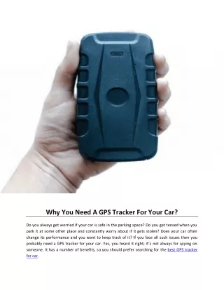 Why You Need A GPS Tracker For Your Car?