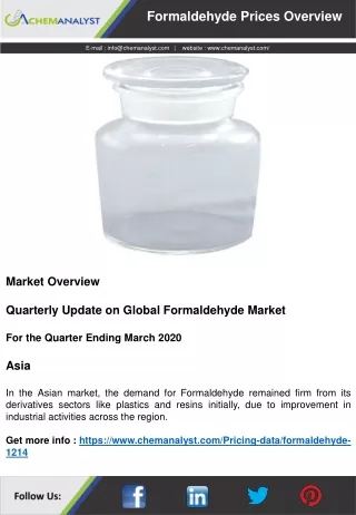 formaldehyde prices overview
