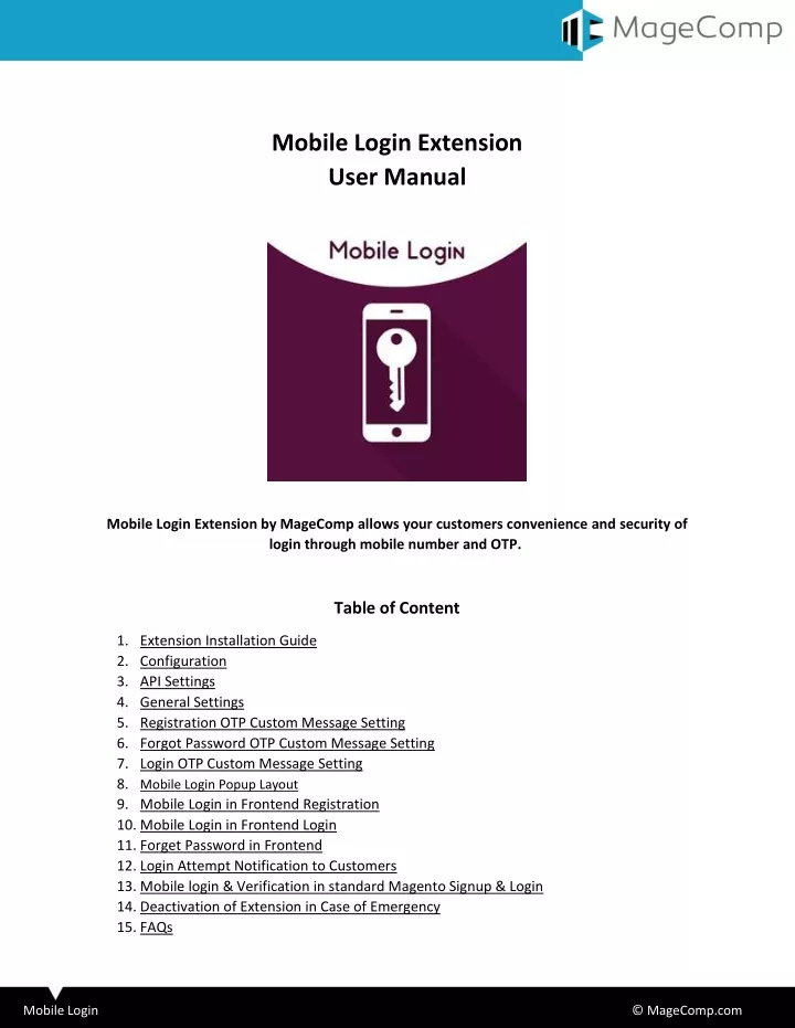 mobile login extension user manual