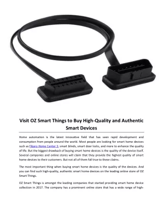 Visit OZ Smart Things to Buy High-Quality and Authentic Smart Devices