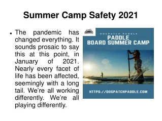 Summer Camp Safety 2021
