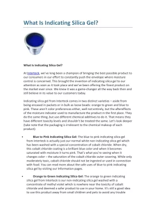 what is indicating silica gel