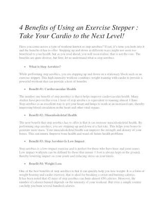 4 Benefits of Using an Exercise Stepper : Take Your Cardio to the Next Level!