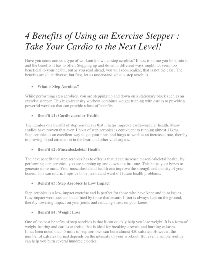 4 benefits of using an exercise stepper take your
