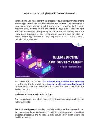 what are the technologies used in telemedicine