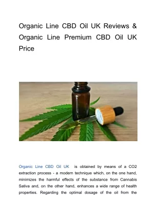Organic Line CBD Oil UK Reviews & Organic Line Premium CBD Oil UK Price
