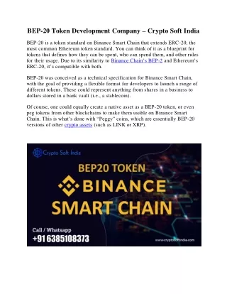 bep 20 token development company crypto soft india