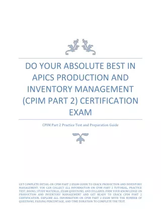 do your absolute best in apics production