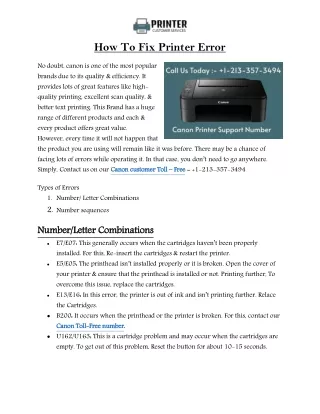 how to fix printer error