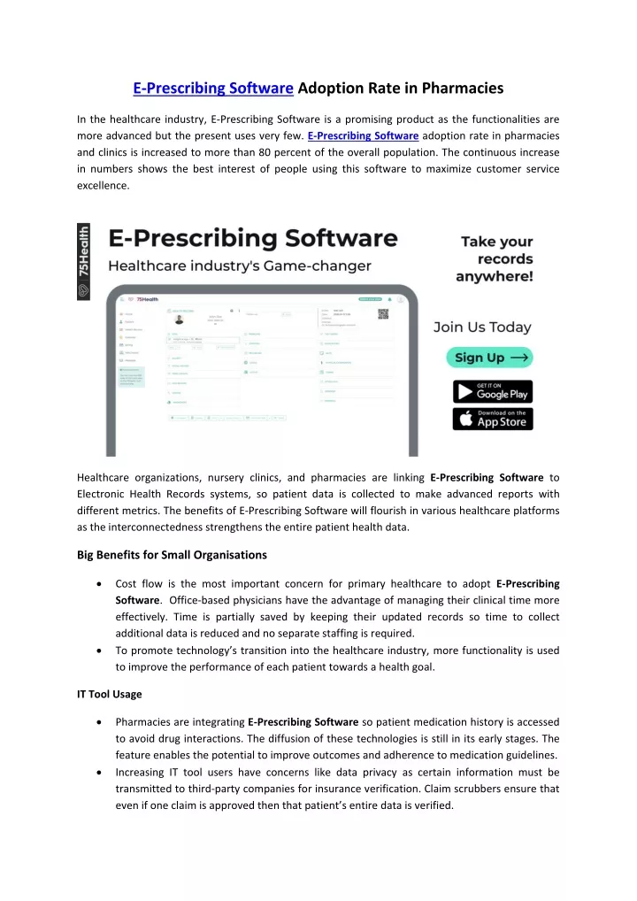 e prescribing software adoption rate in pharmacies