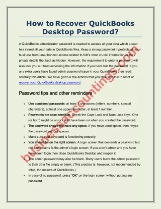 how to recover quickbooks desktop password