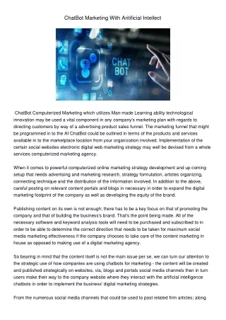chatbot marketing with aritificial intellect