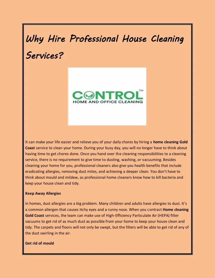PPT - Why Hire Professional House Cleaning Services? PowerPoint ...