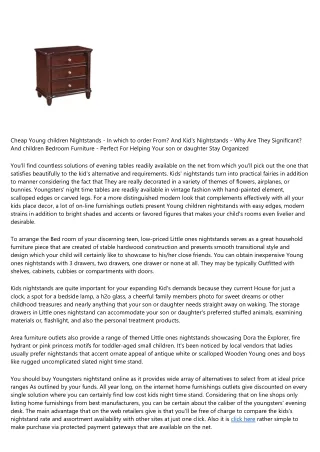 Inexpensive Young ones Nightstands - Where by to Buy From? And Child's Nightstands - Why Are They Critical? And children