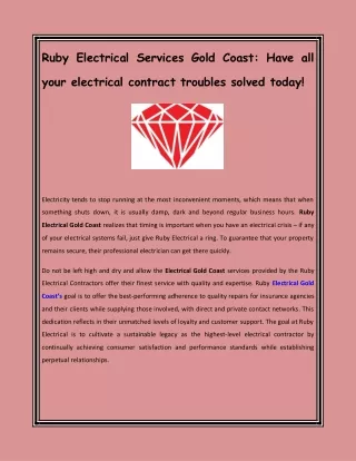 ruby electrical services gold coast have all
