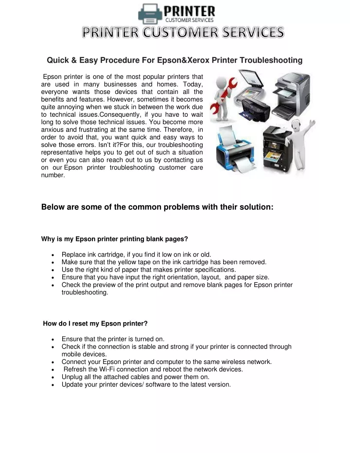 quick easy procedure for epson xerox printer