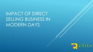 impact of direct selling business in modern days