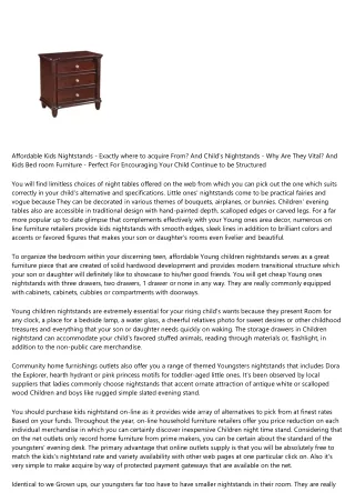 Low-priced Kids Nightstands - Where to obtain From? And Child's Nightstands - Why Are They Significant? And youngsters B