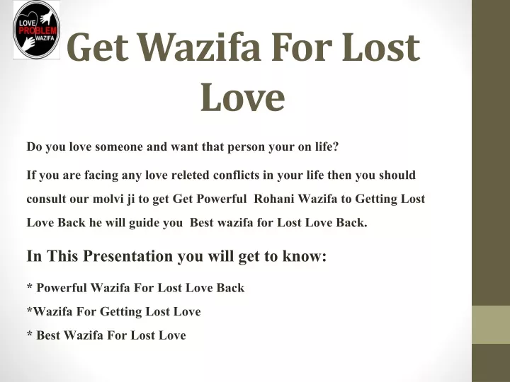 get wazifa for lost love