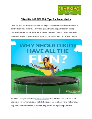 trampoline fitness tips for better health think
