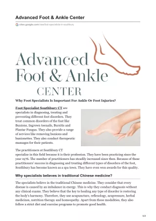 Why Foot Specialists Is Important For Ankle Or Foot Injuries?