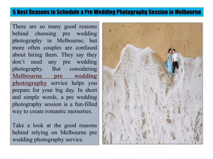 5 best reasons to schedule a pre wedding