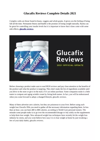 Do Weight Loss With Glucafix Reviews 2021