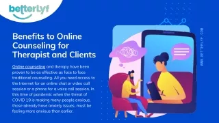 Benefits to Online Counseling for Therapist and Clients