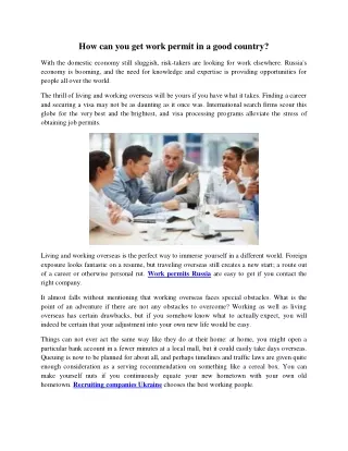 how can you get work permit in a good country