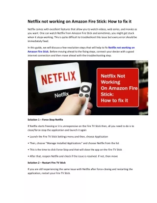 netflix not working on amazon fire stick